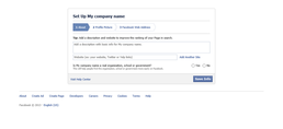 facebook page signup